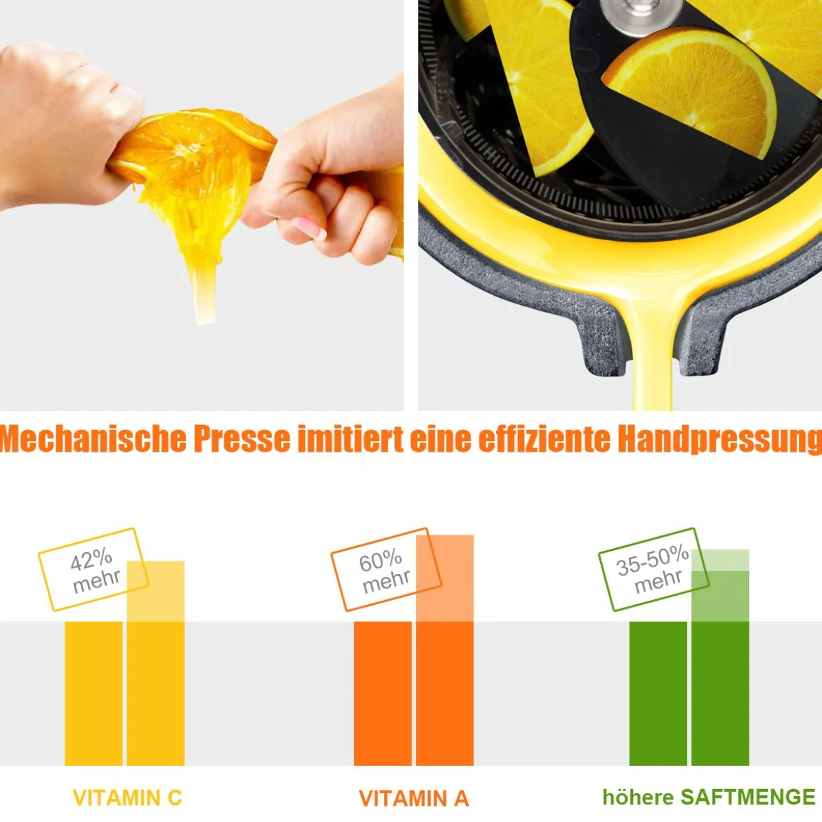 Entsafter Saftpresse für Gemüse und Obst 150W Slow Juicer mit Umkehrfunktion Rot