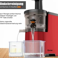 Entsafter Saftpresse für Gemüse und Obst 150W Slow Juicer mit Umkehrfunktion Rot