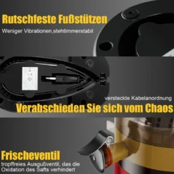 Entsafter Saftpresse für Gemüse und Obst 150W Slow Juicer mit Umkehrfunktion Rot
