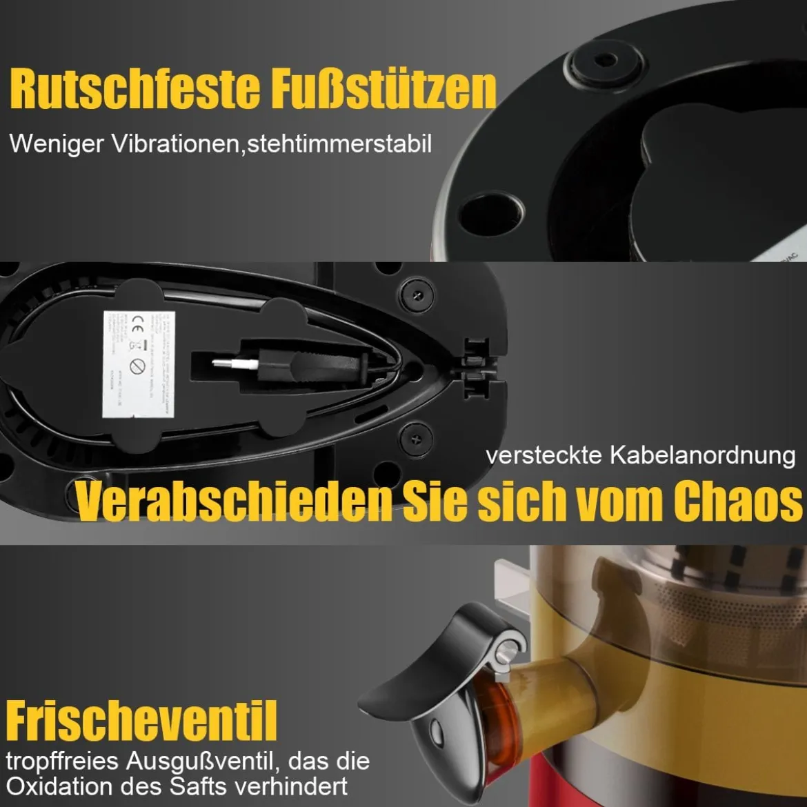 Entsafter Saftpresse für Gemüse und Obst 150W Slow Juicer mit Umkehrfunktion Rot