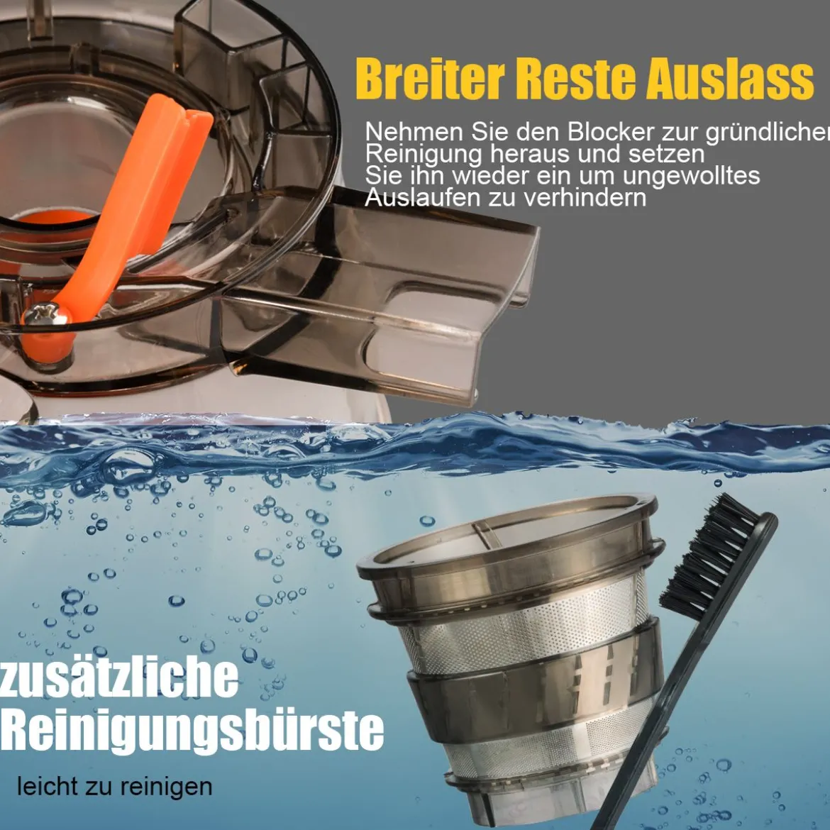 Entsafter Saftpresse für Gemüse und Obst 150W Slow Juicer mit Umkehrfunktion Rot