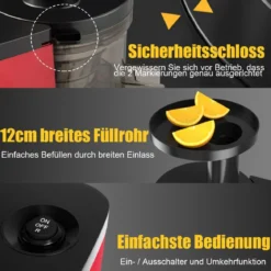 Entsafter Saftpresse für Gemüse und Obst 150W Slow Juicer mit Umkehrfunktion Rot