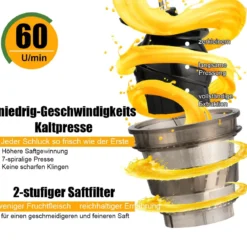 Entsafter Saftpresse für Gemüse und Obst 150W Slow Juicer mit Umkehrfunktion Rot
