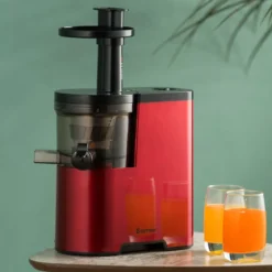 Entsafter Saftpresse für Gemüse und Obst 150W Slow Juicer mit Umkehrfunktion Rot