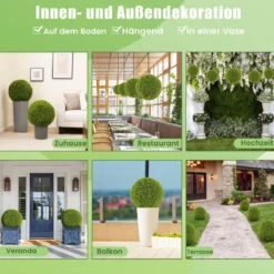 2er Buchsbaumkugel 39/50 cm Buchsbaum Kugel UV-beständig dekorative Kugelpflanzen für Haus