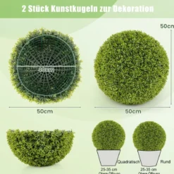 2er Buchsbaumkugel 39/50 cm Buchsbaum Kugel UV-beständig dekorative Kugelpflanzen für Haus
