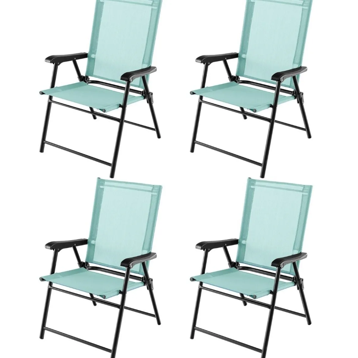 2er/4er Set Gartenstühle Klappstühle mit Armlehnen Balkonstühle mit wetterfestem Stoff Minzgrün/Blau