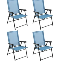 2er/4er Set Gartenstühle Klappstühle mit Armlehnen Balkonstühle mit wetterfestem Stoff Minzgrün/Blau