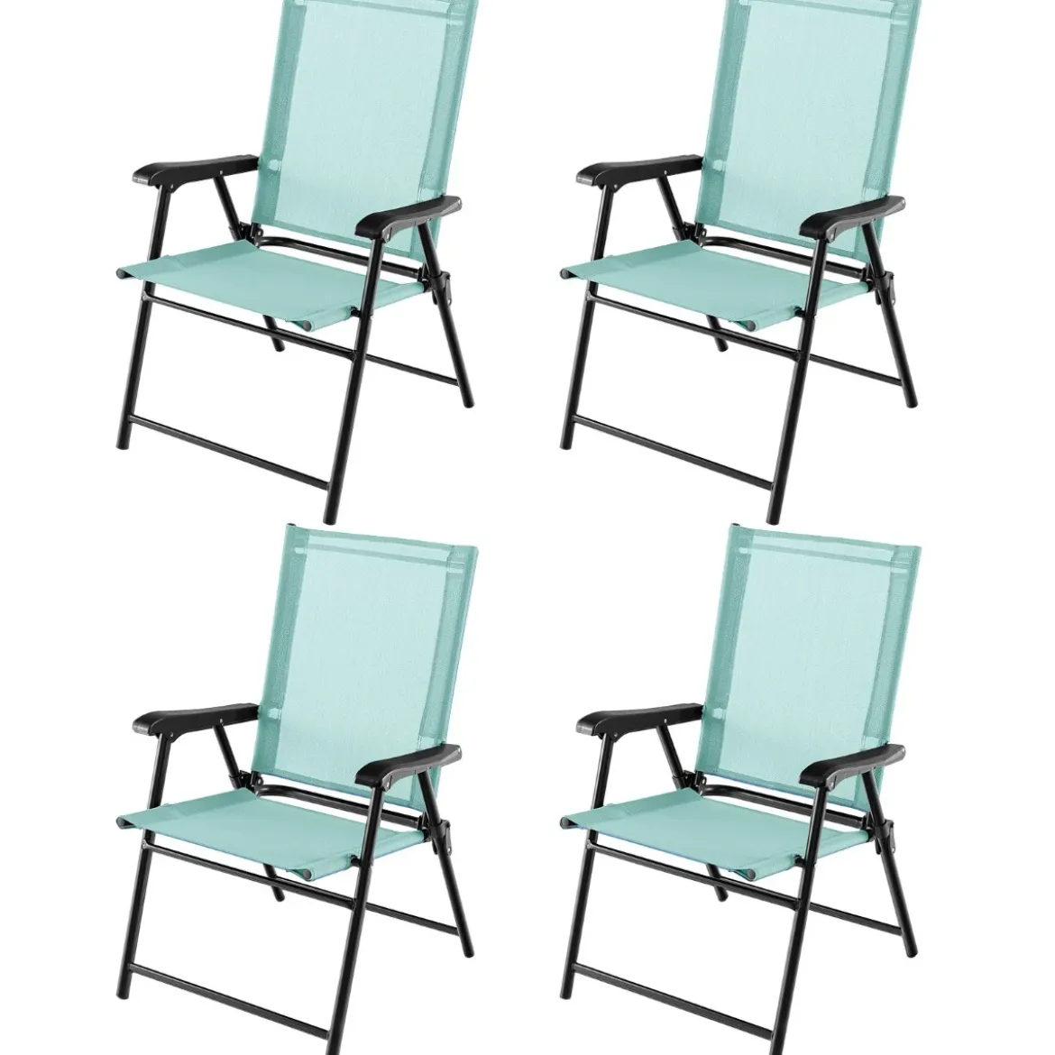 2er/4er Set Gartenstühle Klappstühle mit Armlehnen Balkonstühle mit wetterfestem Stoff Minzgrün/Blau