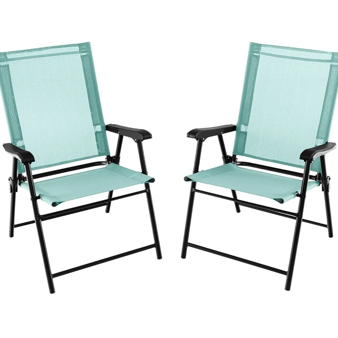 2er/4er Set Gartenstühle Klappstühle mit Armlehnen Balkonstühle mit wetterfestem Stoff Minzgrün/Blau