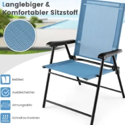 2er/4er Set Gartenstühle Klappstühle mit Armlehnen Balkonstühle mit wetterfestem Stoff Minzgrün/Blau