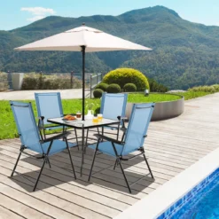 2er/4er Set Gartenstühle Klappstühle mit Armlehnen Balkonstühle mit wetterfestem Stoff Minzgrün/Blau