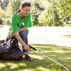 4er Extra lange 88 cm Greifzange Gartengreifer & Müllsammler-Stab Leichte Aluminium-Klaue Silber
