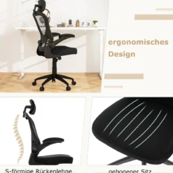 Ergonomischer Bürostuhl aus Netzgewebe mit Schaukellehne Chefsessel Drehbarer PC Stuhl