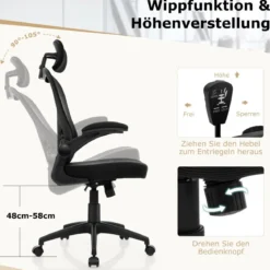 Ergonomischer Bürostuhl aus Netzgewebe mit Schaukellehne Chefsessel Drehbarer PC Stuhl