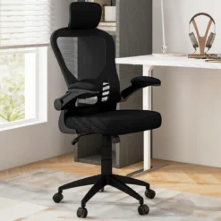 Ergonomischer Bürostuhl aus Netzgewebe mit Schaukellehne Chefsessel Drehbarer PC Stuhl
