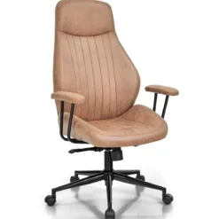 Ergonomischer Bürostuhl aus Wildleder 150° neigbarer Computerstuhl Braun