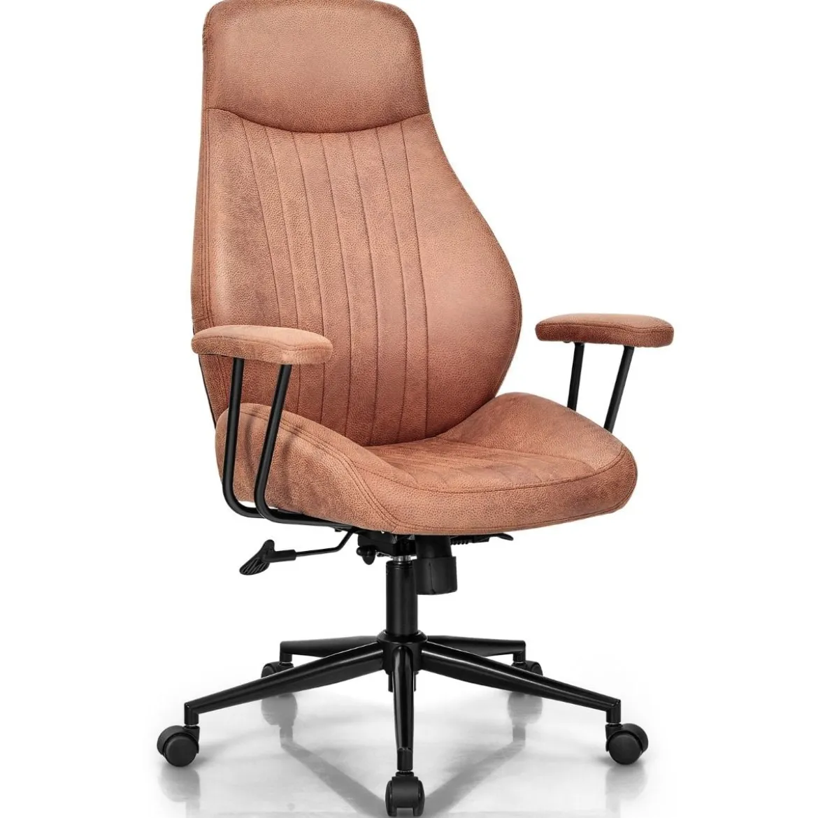 Ergonomischer Bürostuhl aus Wildleder 150° neigbarer Computerstuhl Rotbraun