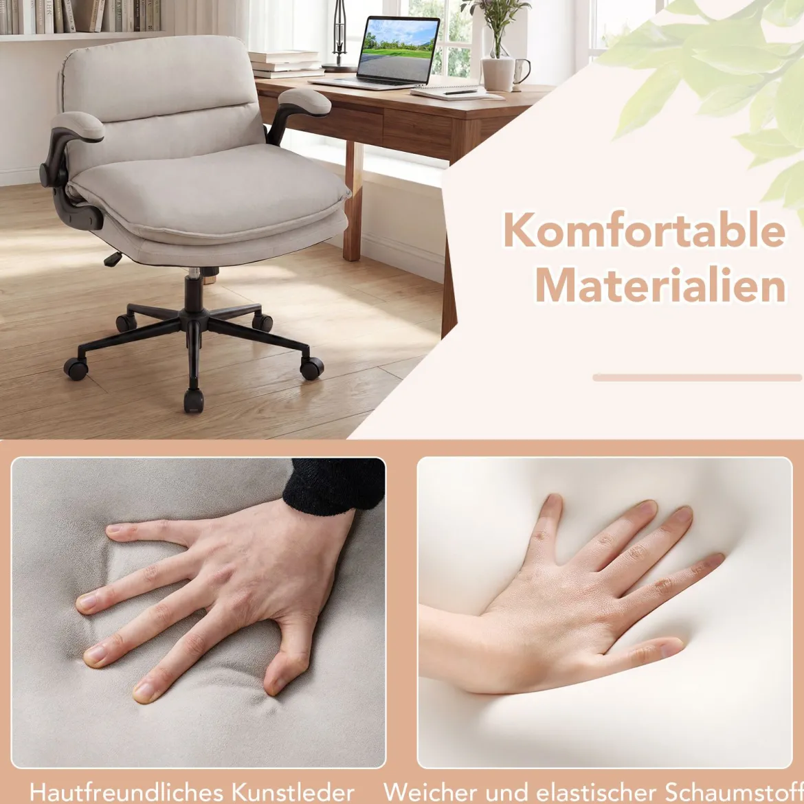Ergonomischer Bürostuhl Höhenverstellbar Schreibtischstuhl Drehstuhl mit Wippfunktion Belastbar bis 150 kg