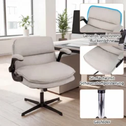 Ergonomischer Bürostuhl Höhenverstellbar Schreibtischstuhl mit Rückenlehne Blastbar bis 150 kg