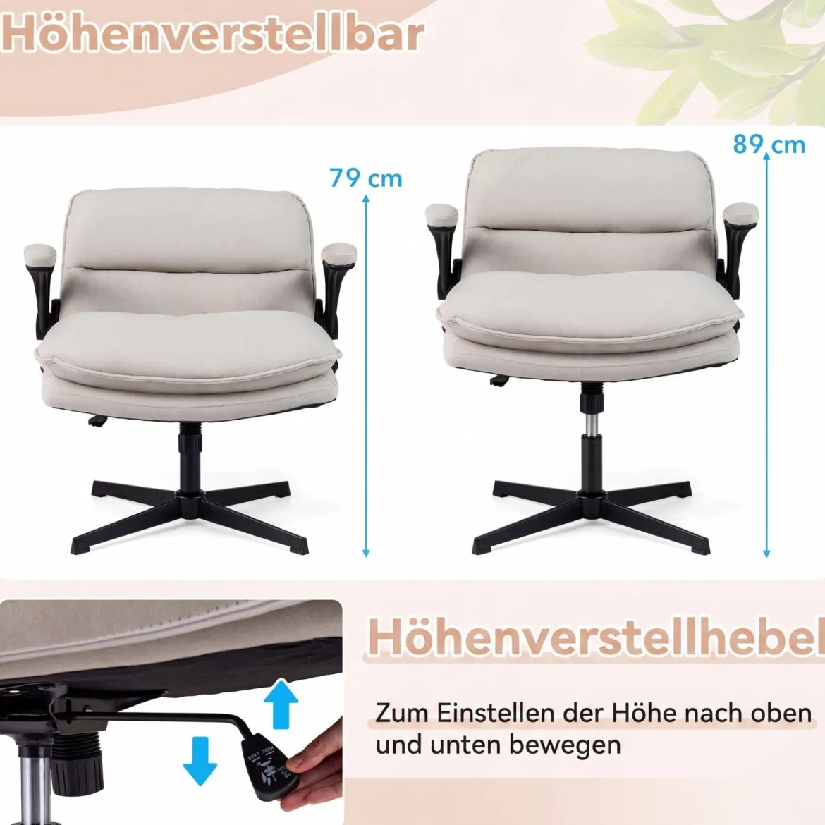 Ergonomischer Bürostuhl Höhenverstellbar Schreibtischstuhl mit Rückenlehne Blastbar bis 150 kg