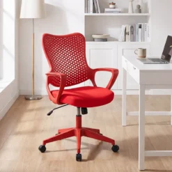 Ergonomischer Bürostuhl mit Atmungsaktive Mesh-Rückenlehne Höhenverstellbarer Drehstuhl Rot