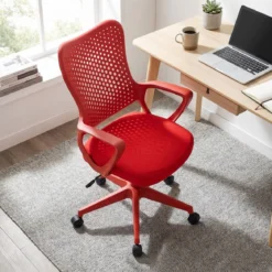 Ergonomischer Bürostuhl mit Atmungsaktive Mesh-Rückenlehne Höhenverstellbarer Drehstuhl Rot