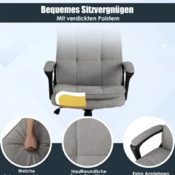 Ergonomischer Bürostuhl mit Armlehnen & Rollen Höhenverstellbarer Drehstuhl Computerstuhl