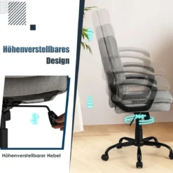 Ergonomischer Bürostuhl mit Armlehnen & Rollen Höhenverstellbarer Drehstuhl Computerstuhl
