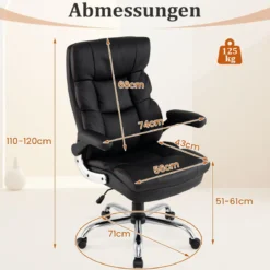 Ergonomischer Bürostuhl mit Ausklappbaren Armlehnen & Wippfunktion Chefsessel Computerstuhl