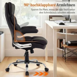 Ergonomischer Bürostuhl mit Ausklappbaren Armlehnen & Wippfunktion Chefsessel Computerstuhl