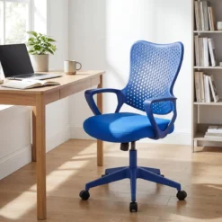 Ergonomischer Bürostuhl mit Atmungsaktive Mesh-Rückenlehne Höhenverstellbarer Drehstuhl Blau