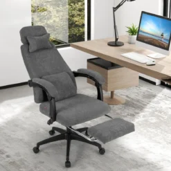 Ergonomischer Bürostuhl mit Einziehbarer Fußstütze & Verstellbarer Rückenlehne
