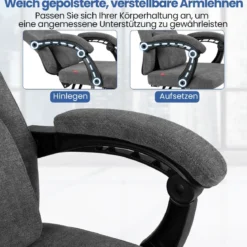 Ergonomischer Bürostuhl mit Einziehbarer Fußstütze & Verstellbarer Rückenlehne