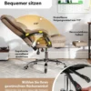 Ergonomischer Bürostuhl mit Einziehbarer Fußstütze Chefsessel Schreibtischstuhl Kaffee