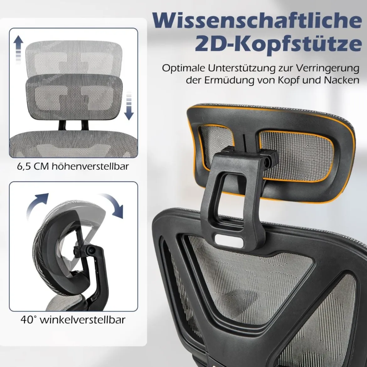 Ergonomischer Bürostuhl mit Einziehbarer Fußstütze & Verstellbarer Kopfstütze Computerstuhl