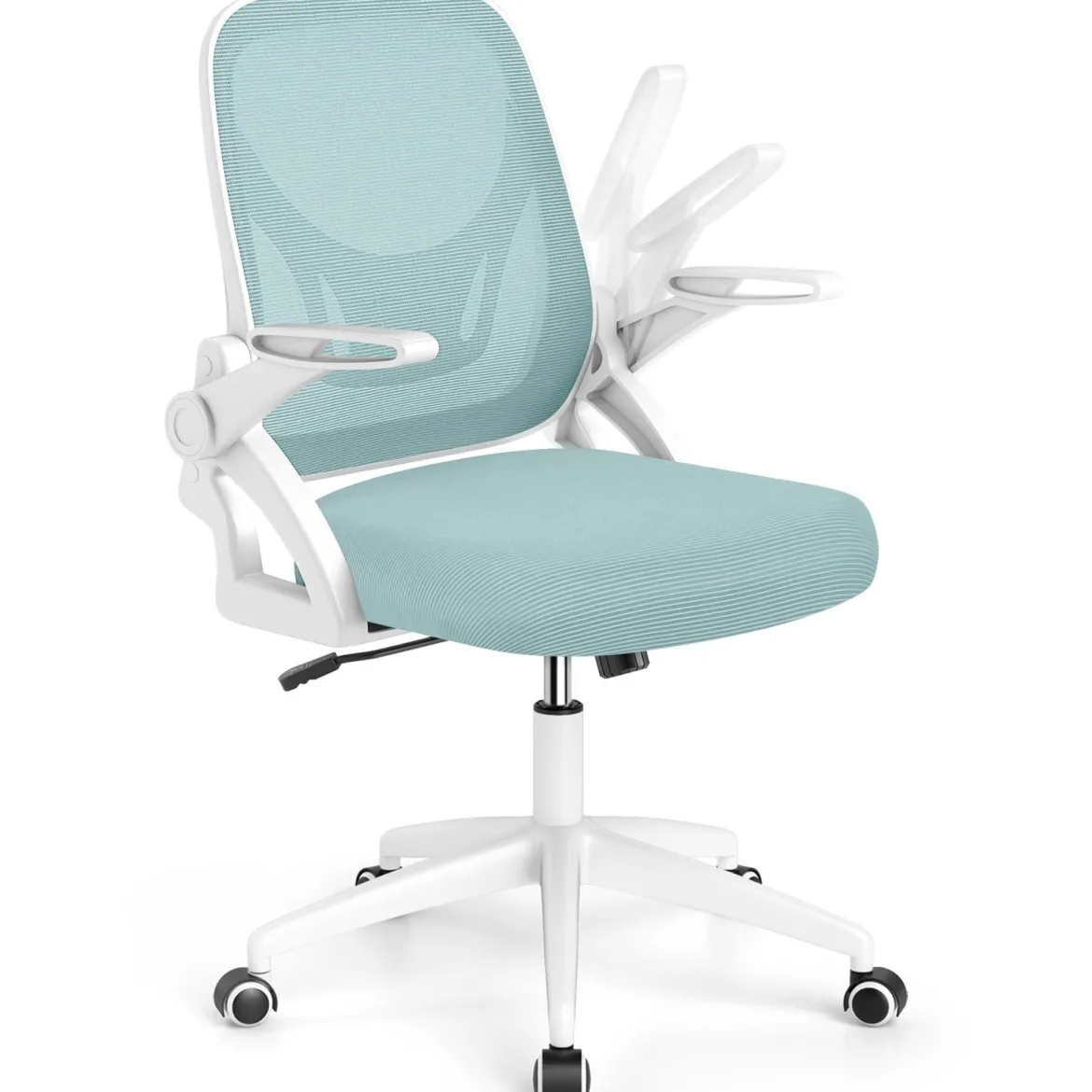 Ergonomischer Bürostuhl mit Hochklappbaren Armlehnen & Wippfunktion Schreibtischstuhl Blau