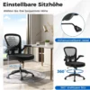 Ergonomischer Bürostuhl mit Hochklappbaren Armlehnen & Verstellbarer Lendenstütze & Wippfunktion