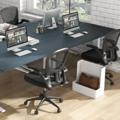 Ergonomischer Bürostuhl mit Hochklappbaren Armlehnen & Verstellbarer Lendenstütze & Wippfunktion
