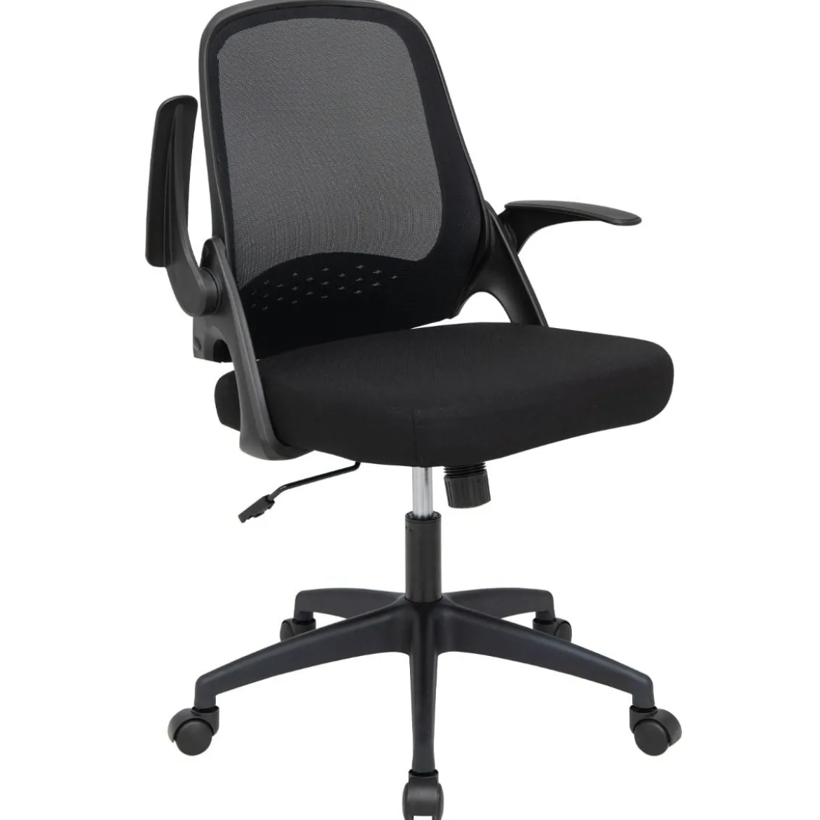 Ergonomischer Bürostuhl mit Klappbaren Armlehnen & Mittlerer Rückenlehne Schwarz