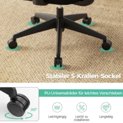 Ergonomischer Bürostuhl mit N-förmiger Lordosenstütze Drehbarer Schreibtischstuhl Schwarz