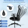 Ergonomischer Bürostuhl mit verstellbarer Lendenstütze & Kopfstütze & 3D-Armlehnen Schwarz