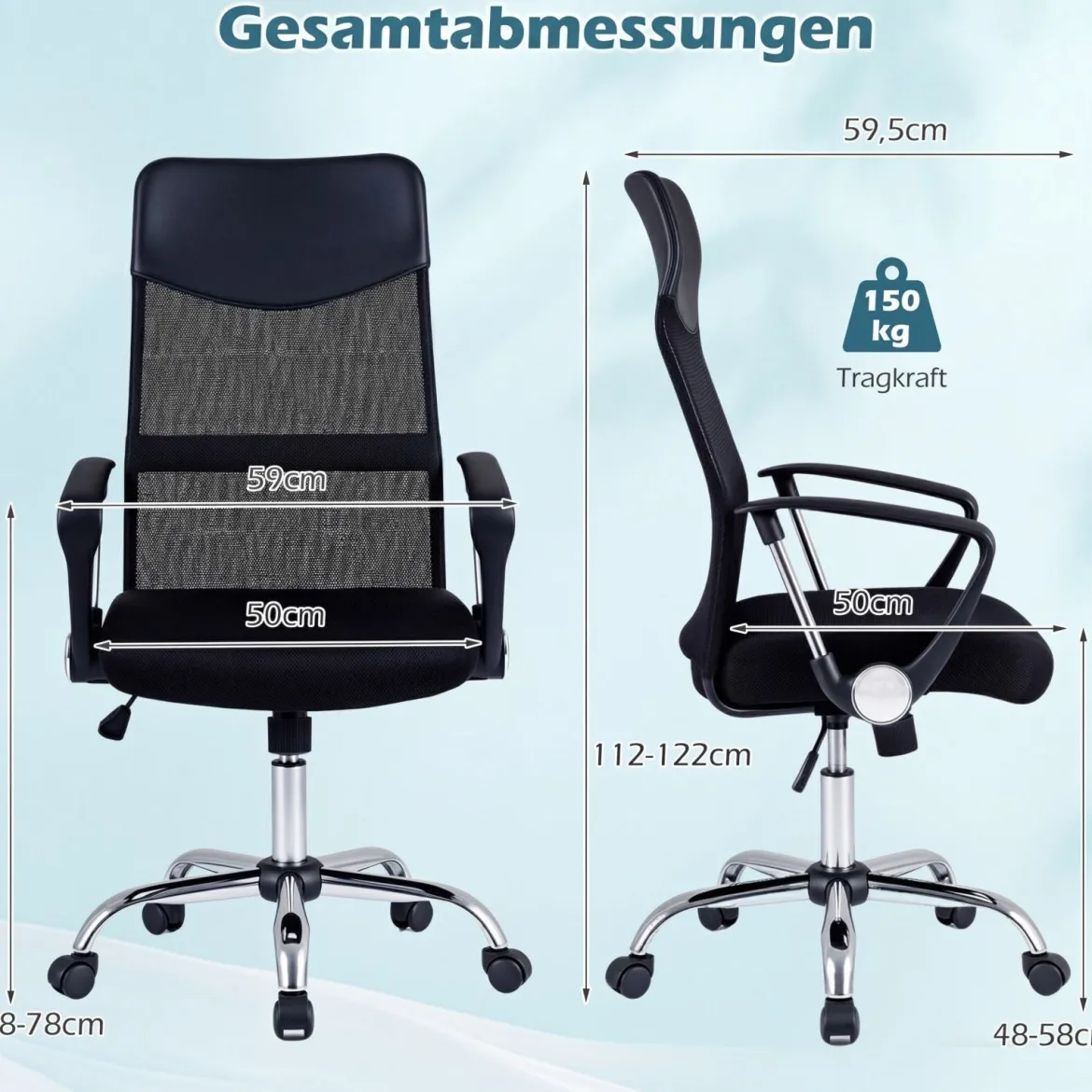 Ergonomischer Bürostuhl mit Wippfunktion Höhenverstellbarer Schreibtischstuhl Gaming Stuhl