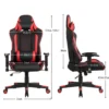 Ergonomischer Gaming Stuhl mit Hoher Rückenlehne & Kopfstütze & Lendenwirbelstütze Rot