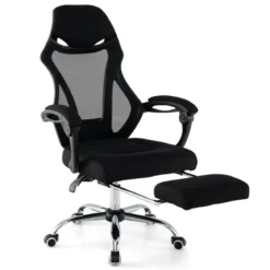 Ergonomischer Mesh-Bürostuhl mit Fußstütze & Höhenverstellbarer Neigbarer Rückenlehne Chefsessel