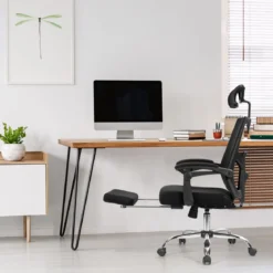 Ergonomischer Zurück Klappbarer Stuhl Computerstuhl Bürostuhl Höhenverstellbar Schwarz