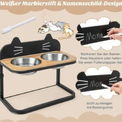 Erhöhte Futterstation für Katzen & kleine bis mittelgroße Hunde 3-fach höhenverstellbarer Napfständer