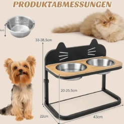 Erhöhte Futterstation für Katzen & kleine bis mittelgroße Hunde 3-fach höhenverstellbarer Napfständer