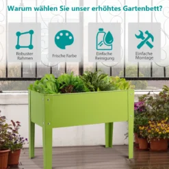 Erhöhter Pflanzkasten Metall-Hochbeet mit reichlich Pflanzfläche Pflanzkasten mit 2 Drainagelöchern 60 x 30 x 45cm
