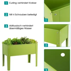Erhöhter Pflanzkasten Metall-Hochbeet mit reichlich Pflanzfläche Pflanzkasten mit 2 Drainagelöchern 60 x 30 x 45cm